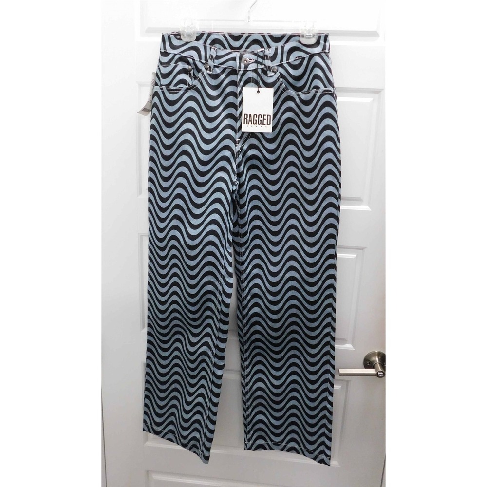 New Ragged Dark Blue Wave‎ 100% Cotton Denim Jeans 28
